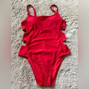 Ladies Cherry red one piece swimsuit bathing suit